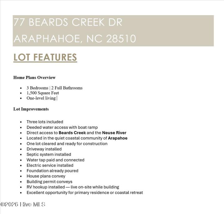 Property Photo: 77 6,7,8 Beard'S Creek Drive NC 28510