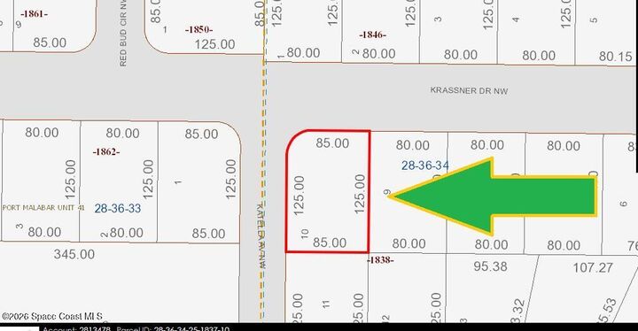 Property Photo:  436 Corner Lot On Krassner Drive NW  FL 32907 