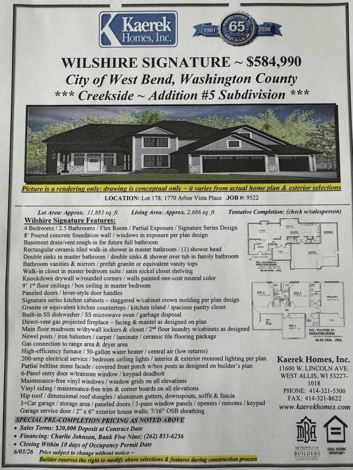 Property Photo: 1770 Arbor Vista Pl WI 53095
