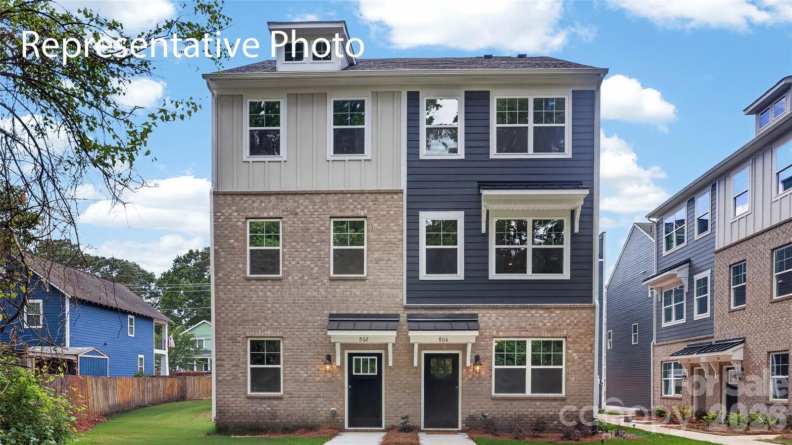 New construction townhome for sale at 825 Hammers Lane, Charlotte NC 28205 in NoDa